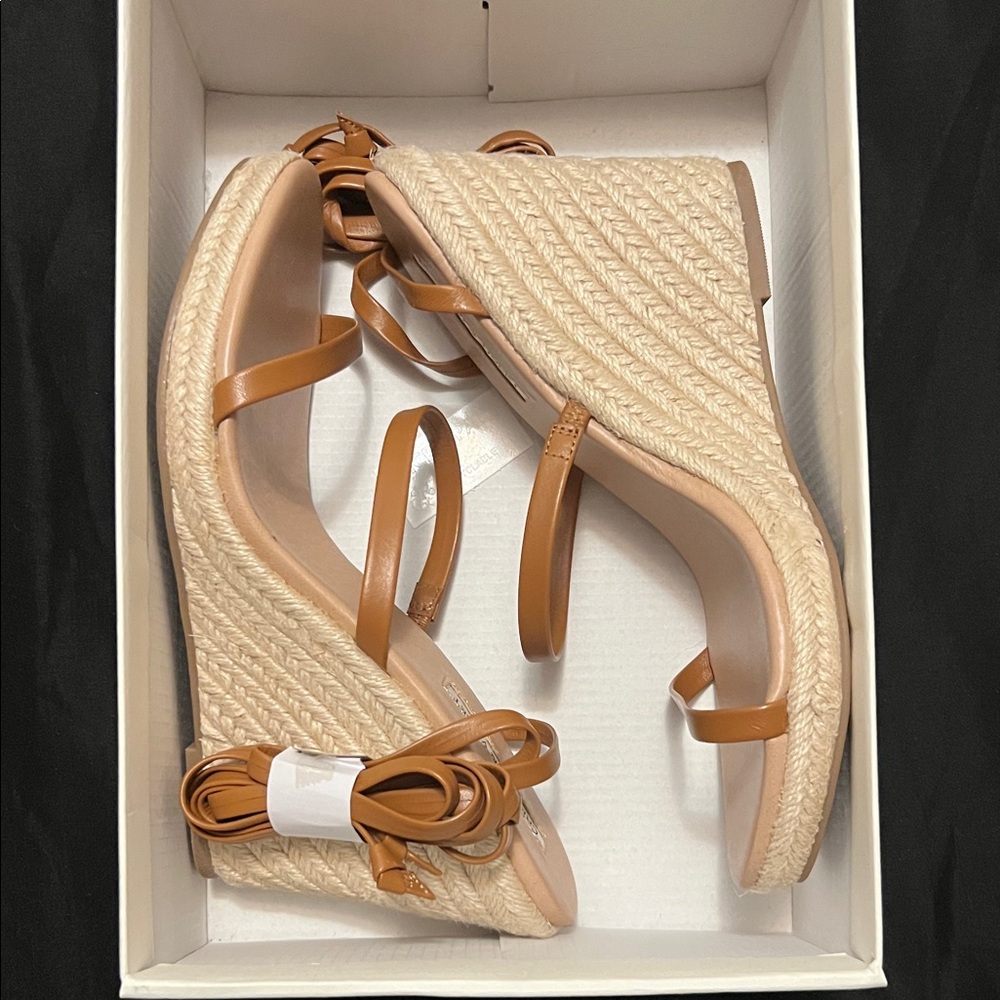 Chelsea & Violet Tan and Cream Wedge Sandals